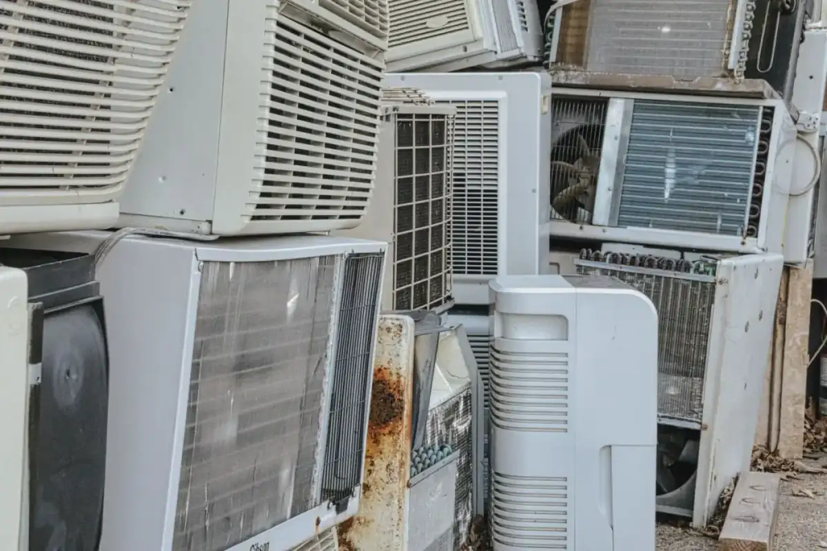 Before: Old, rusted air conditioning units